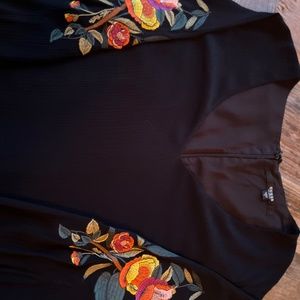 Guess Marciano black dress with embroidered flower sleeves